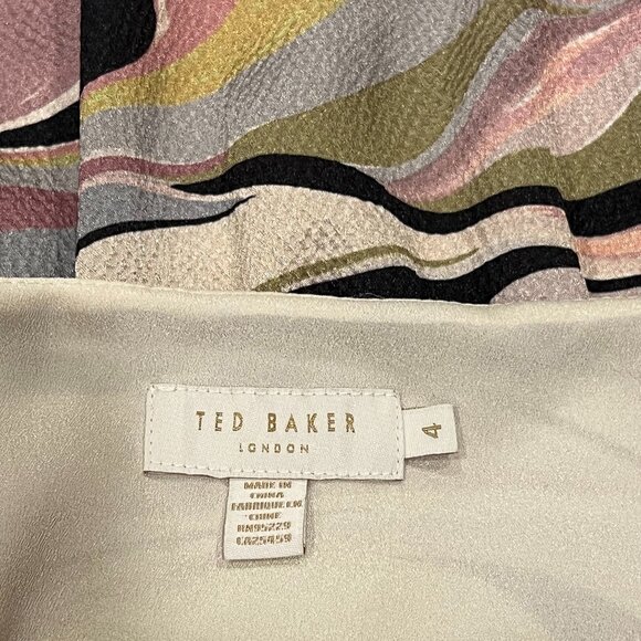 Ted Baker Zebra Print Tiered Midi Dress, Dusty Pink, 8/10 US - Picture 4 of 11